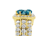 Yellow gold Heart Cut Halo Blue Topaz Ring with Split Shank and Four-Prong Setting_5