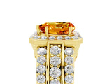 Yellow gold Heart Cut Halo Citrine Ring with Split Shank and Four-Prong Setting_5