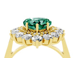 Yellow gold Heart Cut Halo Cluster Diamond Ring with Pave Band and Four-Prong Setting_10