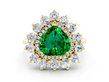 Yellow gold Heart Cut Halo Cluster Diamond Ring with Pave Band and Four-Prong Setting_12