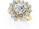 Yellow gold Heart Cut Halo Cluster Diamond Ring with Pave Band and Four-Prong Setting_13