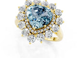 Yellow gold Heart Cut Halo Cluster Diamond Ring with Pave Band and Four-Prong Setting_13