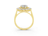Yellow gold Heart Cut Halo Cluster Diamond Ring with Pave Band and Four-Prong Setting_15