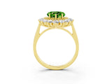 Yellow gold Heart Cut Halo Cluster Diamond Ring with Pave Band and Four-Prong Setting_15