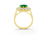 Yellow gold Heart Cut Halo Cluster Diamond Ring with Pave Band and Four-Prong Setting_15