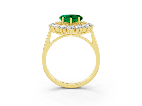 Yellow gold Heart Cut Halo Cluster Diamond Ring with Pave Band and Four-Prong Setting_15