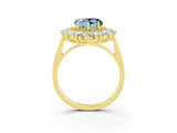 Yellow gold Heart Cut Halo Cluster Diamond Ring with Pave Band and Four-Prong Setting_15