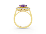 Yellow gold Heart Cut Halo Cluster Diamond Ring with Pave Band and Four-Prong Setting_15