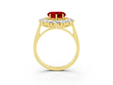Yellow gold Heart Cut Halo Cluster Diamond Ring with Pave Band and Four-Prong Setting_15