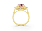 Yellow gold Heart Cut Halo Cluster Diamond Ring with Pave Band and Four-Prong Setting_15
