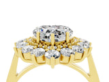 Yellow gold Heart Cut Halo Cluster Diamond Ring with Pave Band and Four-Prong Setting_16
