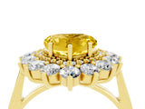 Yellow gold Heart Cut Halo Cluster Diamond Ring with Pave Band and Four-Prong Setting_16