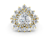 Yellow gold Heart Cut Halo Cluster Diamond Ring with Pave Band and Four-Prong Setting_17