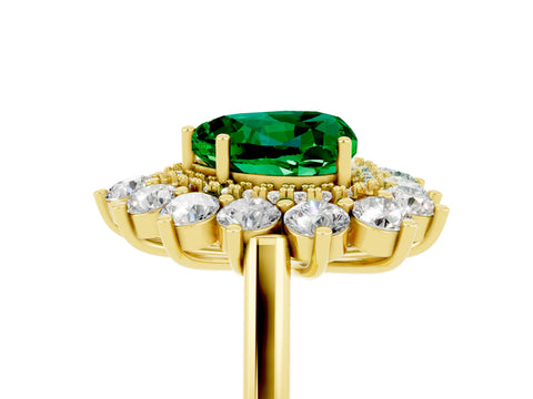 Yellow gold Heart Cut Halo Cluster Diamond Ring with Pave Band and Four-Prong Setting_17