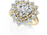 Yellow gold Heart Cut Halo Cluster Diamond Ring with Pave Band and Four-Prong Setting_18