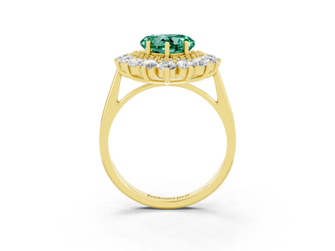 Yellow gold Heart Cut Halo Cluster Diamond Ring with Pave Band and Four-Prong Setting_21