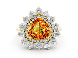 Yellow gold Heart Cut Halo Cluster Diamond Ring with Pave Band and Four-Prong Setting_24
