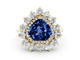 Yellow gold Heart Cut Halo Cluster Diamond Ring with Pave Band and Four-Prong Setting_24