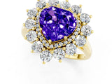 Yellow gold Heart Cut Halo Cluster Diamond Ring with Pave Band and Four-Prong Setting_25