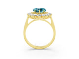 Yellow gold Heart Cut Halo Cluster Diamond Ring with Pave Band and Four-Prong Setting_27