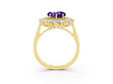 Yellow gold Heart Cut Halo Cluster Diamond Ring with Pave Band and Four-Prong Setting_27