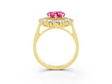 Yellow gold Heart Cut Halo Cluster Diamond Ring with Pave Band and Four-Prong Setting_27