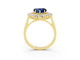 Yellow gold Heart Cut Halo Cluster Diamond Ring with Pave Band and Four-Prong Setting_27