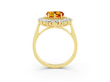 Yellow gold Heart Cut Halo Cluster Diamond Ring with Pave Band and Four-Prong Setting_27