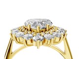 Yellow gold Heart Cut Halo Cluster Diamond Ring with Pave Band and Four-Prong Setting_33