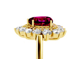 Yellow gold Heart Cut Halo Cluster Diamond Ring with Pave Band and Four-Prong Setting_5