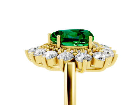 Yellow gold Heart Cut Halo Cluster Diamond Ring with Pave Band and Four-Prong Setting_5