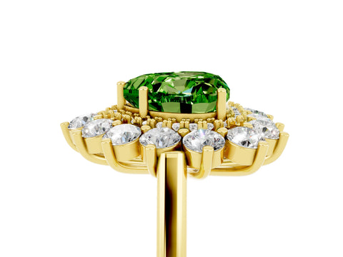 Yellow gold Heart Cut Halo Cluster Diamond Ring with Pave Band and Four-Prong Setting_5