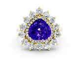 Yellow gold Heart Cut Halo Cluster Diamond Ring with Pave Band and Four-Prong Setting_6