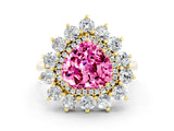 Yellow gold Heart Cut Halo Cluster Diamond Ring with Pave Band and Four-Prong Setting_6