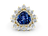 Yellow gold Heart Cut Halo Cluster Diamond Ring with Pave Band and Four-Prong Setting_6