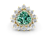 Yellow gold Heart Cut Halo Cluster Diamond Ring with Pave Band and Four-Prong Setting_6