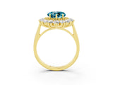 Yellow gold Heart Cut Halo Cluster Diamond Ring with Pave Band and Four-Prong Setting_9
