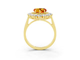Yellow gold Heart Cut Halo Cluster Diamond Ring with Pave Band and Four-Prong Setting_9