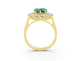 Yellow gold Heart Cut Halo Cluster Diamond Ring with Pave Band and Four-Prong Setting_9
