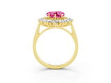Yellow gold Heart Cut Halo Cluster Diamond Ring with Pave Band and Four-Prong Setting_9