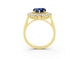 Yellow gold Heart Cut Halo Cluster Diamond Ring with Pave Band and Four-Prong Setting_9