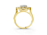 Yellow gold Heart Cut Halo Diamond Cluster Ring with Marquise and Round Stones on a White Gold Band with Prong Setting_24