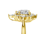 Yellow gold Heart Cut Halo Diamond Cluster Ring with Marquise and Round Stones on a White Gold Band with Prong Setting_26