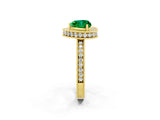 Yellow gold Heart Cut Halo Diamond Engagement Ring with Milgrain Pave Band and Four-Prong Setting_2