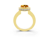Yellow gold Heart Cut Halo Diamond Engagement Ring with Milgrain Pave Band and Four-Prong Setting_3