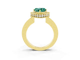 Yellow gold Heart Cut Halo Diamond Engagement Ring with Milgrain Pave Band and Four-Prong Setting_3