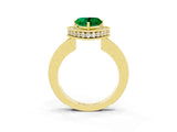 Yellow gold Heart Cut Halo Diamond Engagement Ring with Milgrain Pave Band and Four-Prong Setting_3