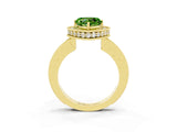 Yellow gold Heart Cut Halo Diamond Engagement Ring with Milgrain Pave Band and Four-Prong Setting_3