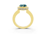 Yellow gold Heart Cut Halo Diamond Engagement Ring with Milgrain Pave Band and Four-Prong Setting_3