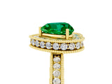Yellow gold Heart Cut Halo Diamond Engagement Ring with Milgrain Pave Band and Four-Prong Setting_5